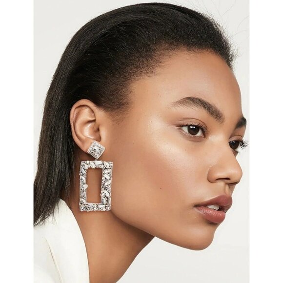 Anthropologie Jewelry - Anthropologie Deepa Gurnani Earrings Avalon Crystal Dangle Silver Bling …